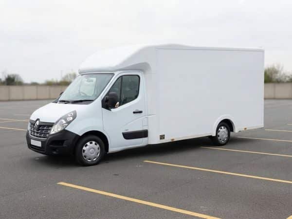 White box truck parked in an empty lot, ideal for local movers.
